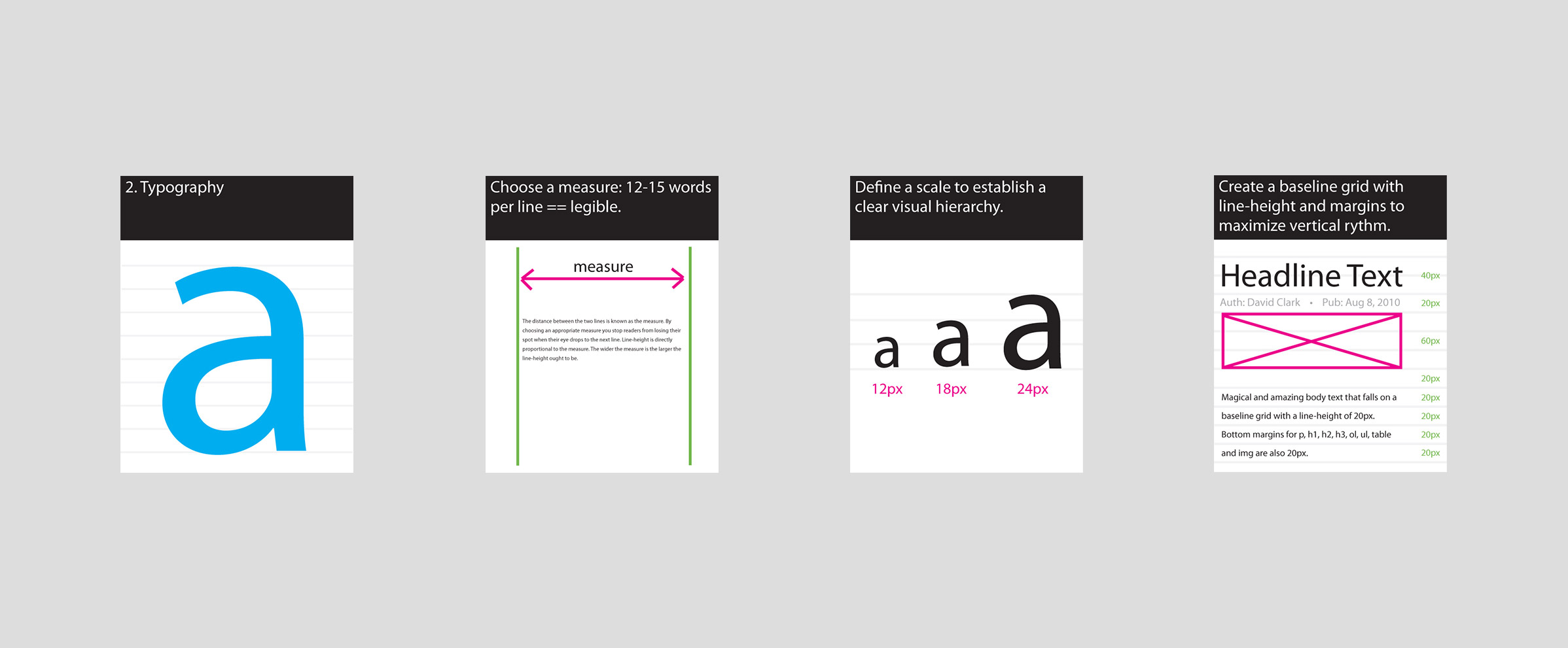 slides depicting typography fundementals
